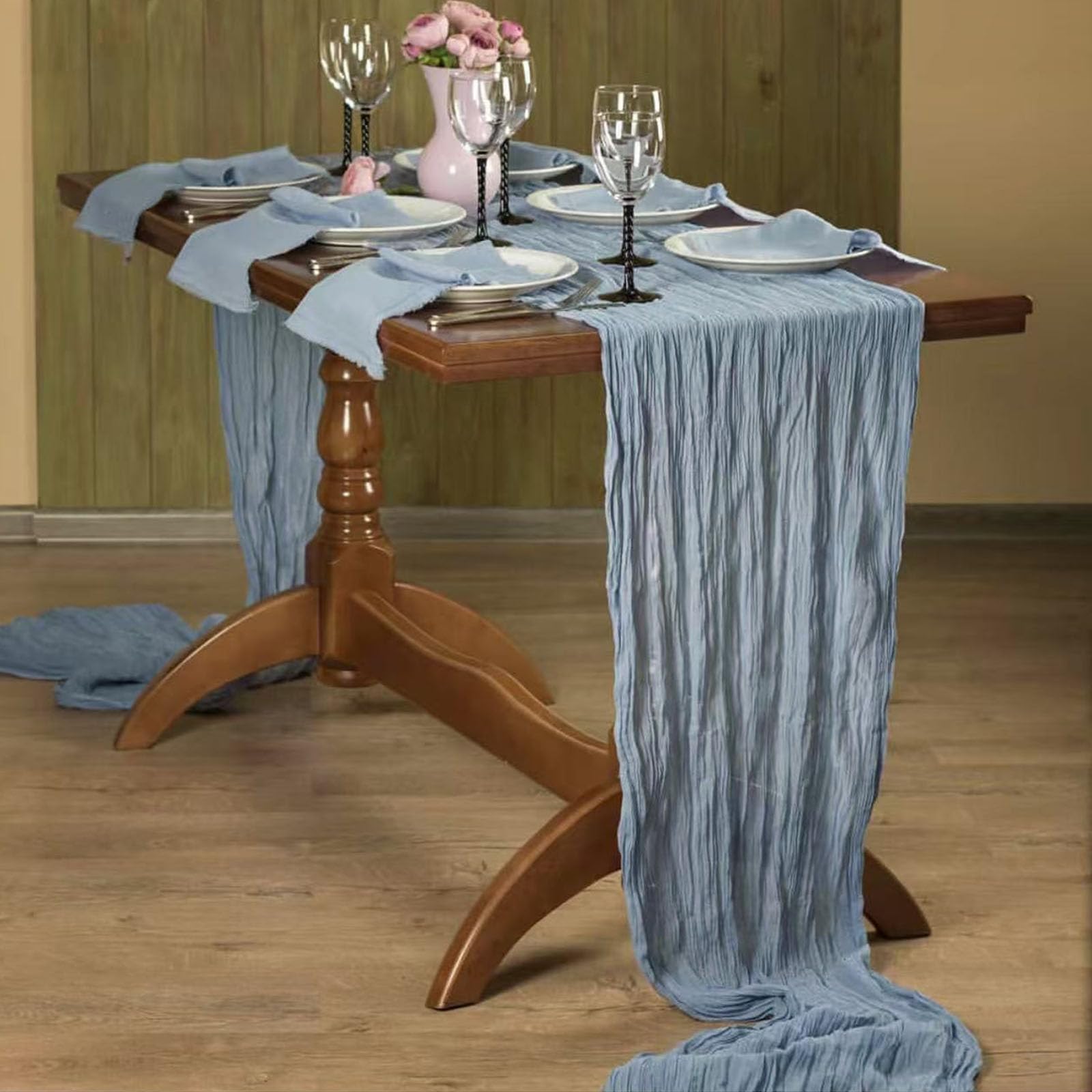Seveups soft polyester gauze runner drapes gracefully for events.