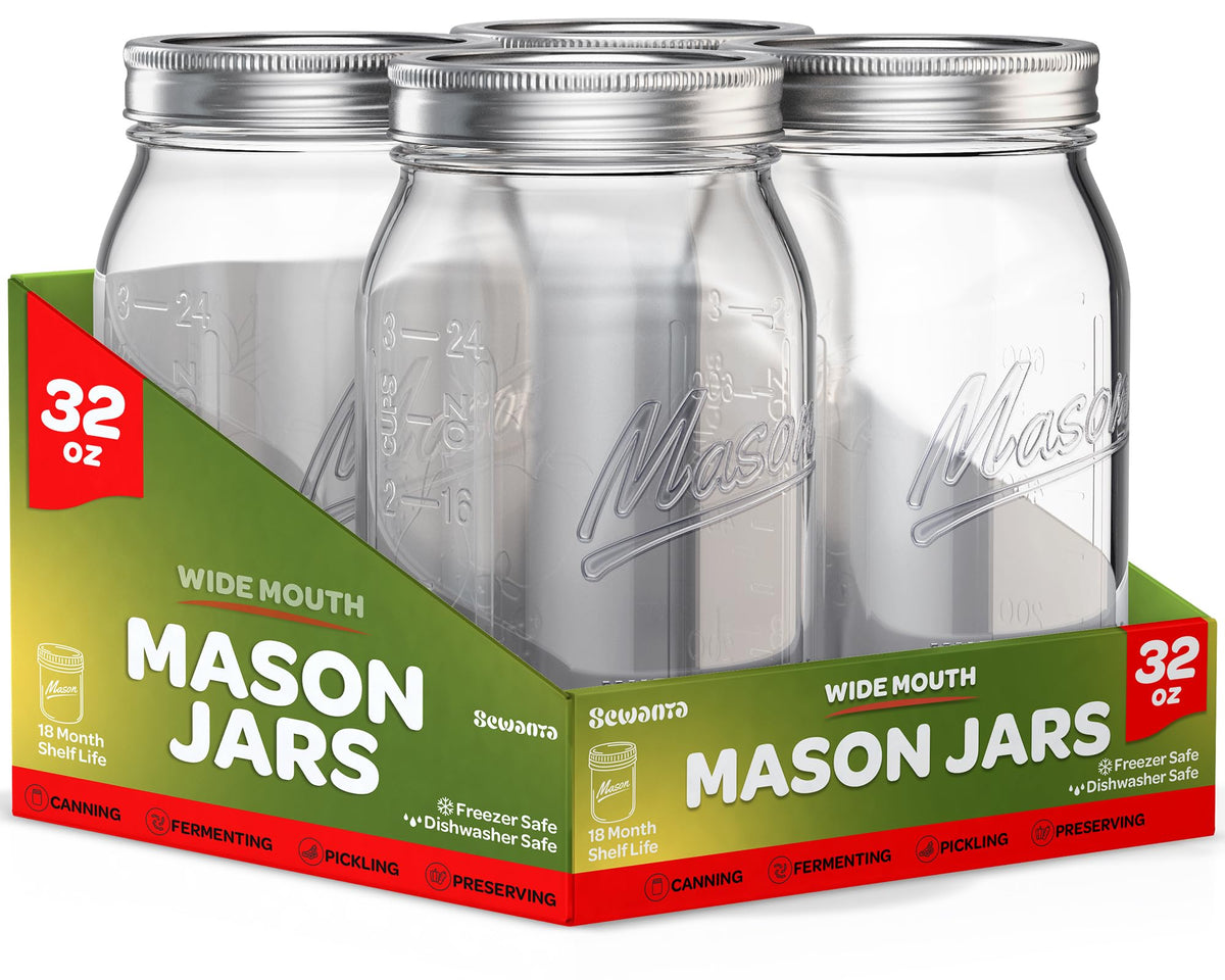 SEWANTA wide-mouth 32 oz jar for easy filling and canning