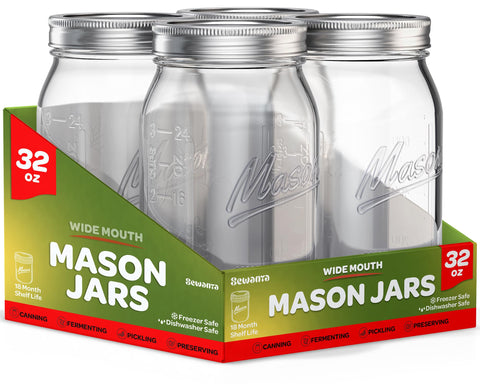 SEWANTA wide-mouth 32 oz jar for easy filling and canning