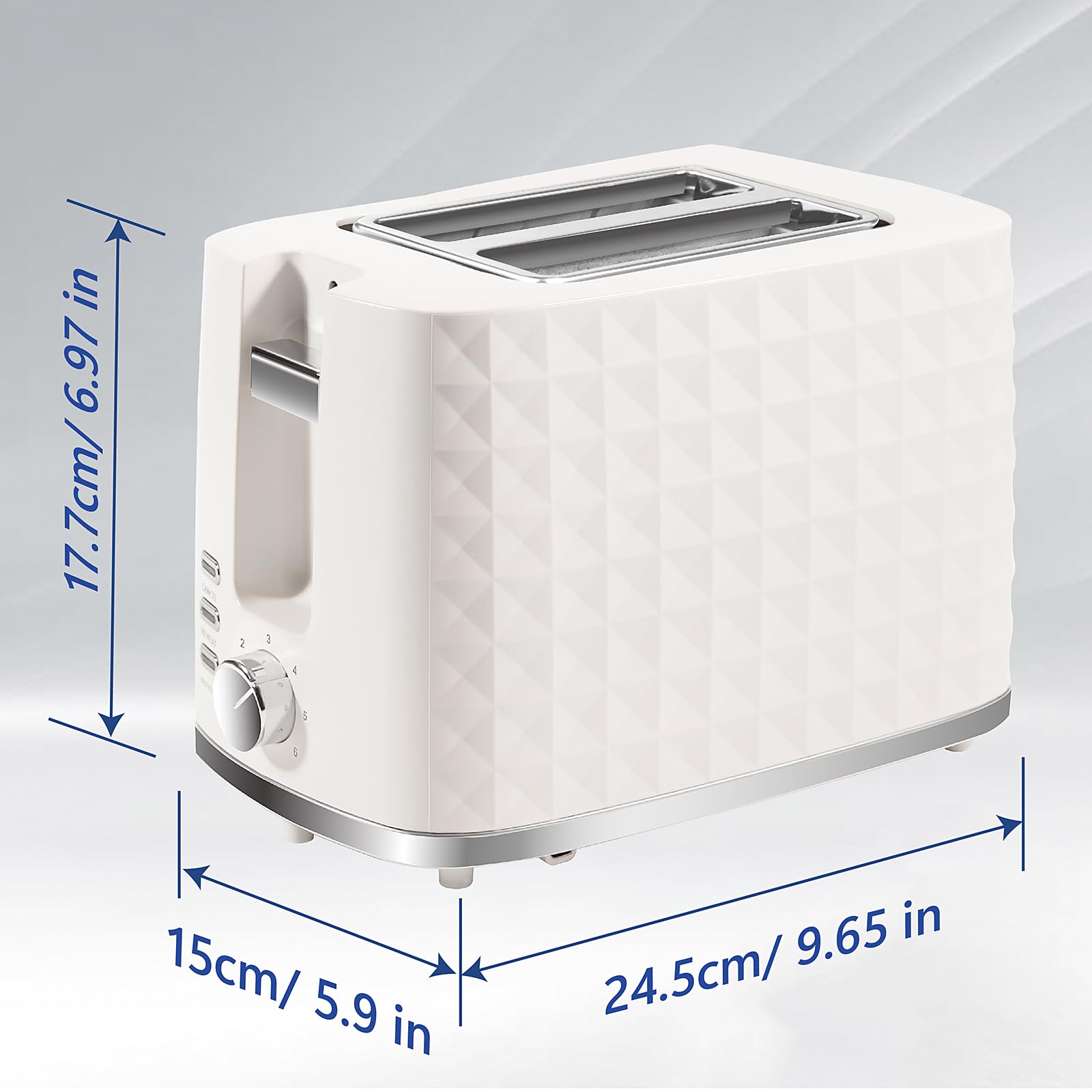 Seydere toaster removable crumb tray simplifies cleanup after breakfast.