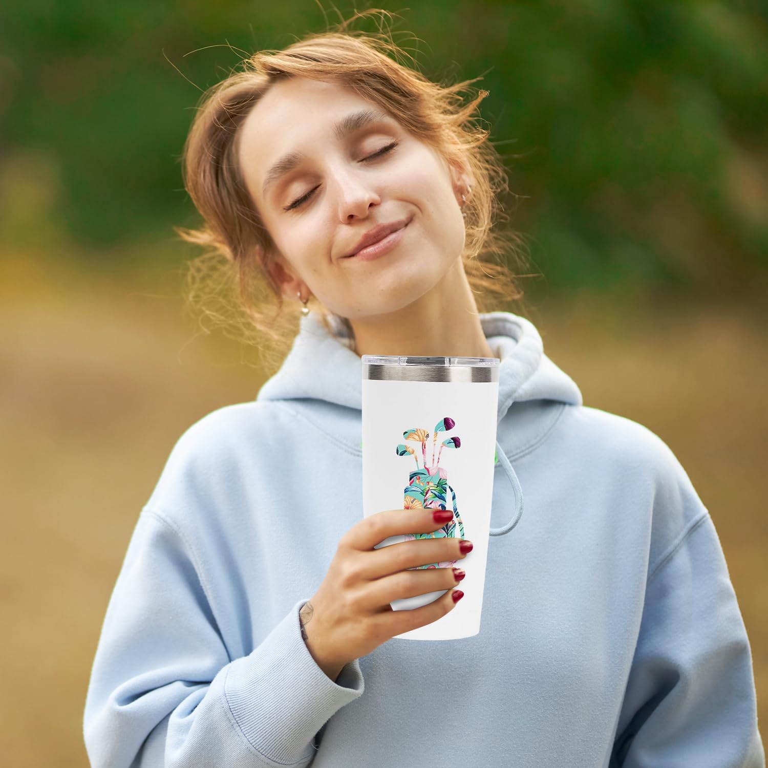 Seymour Butz insulated 20 oz tumbler shown in green finish for golf