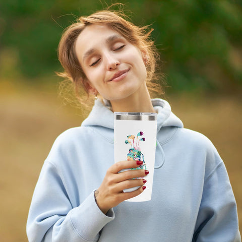 Seymour Butz insulated 20 oz tumbler shown in green finish for golf