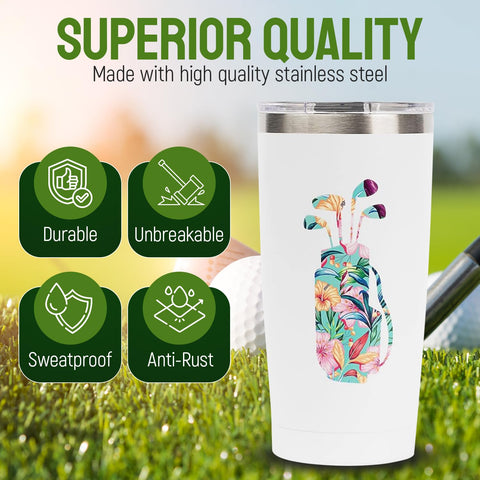 Seymour Butz 20 oz tumbler lid closed for secure carry on the course