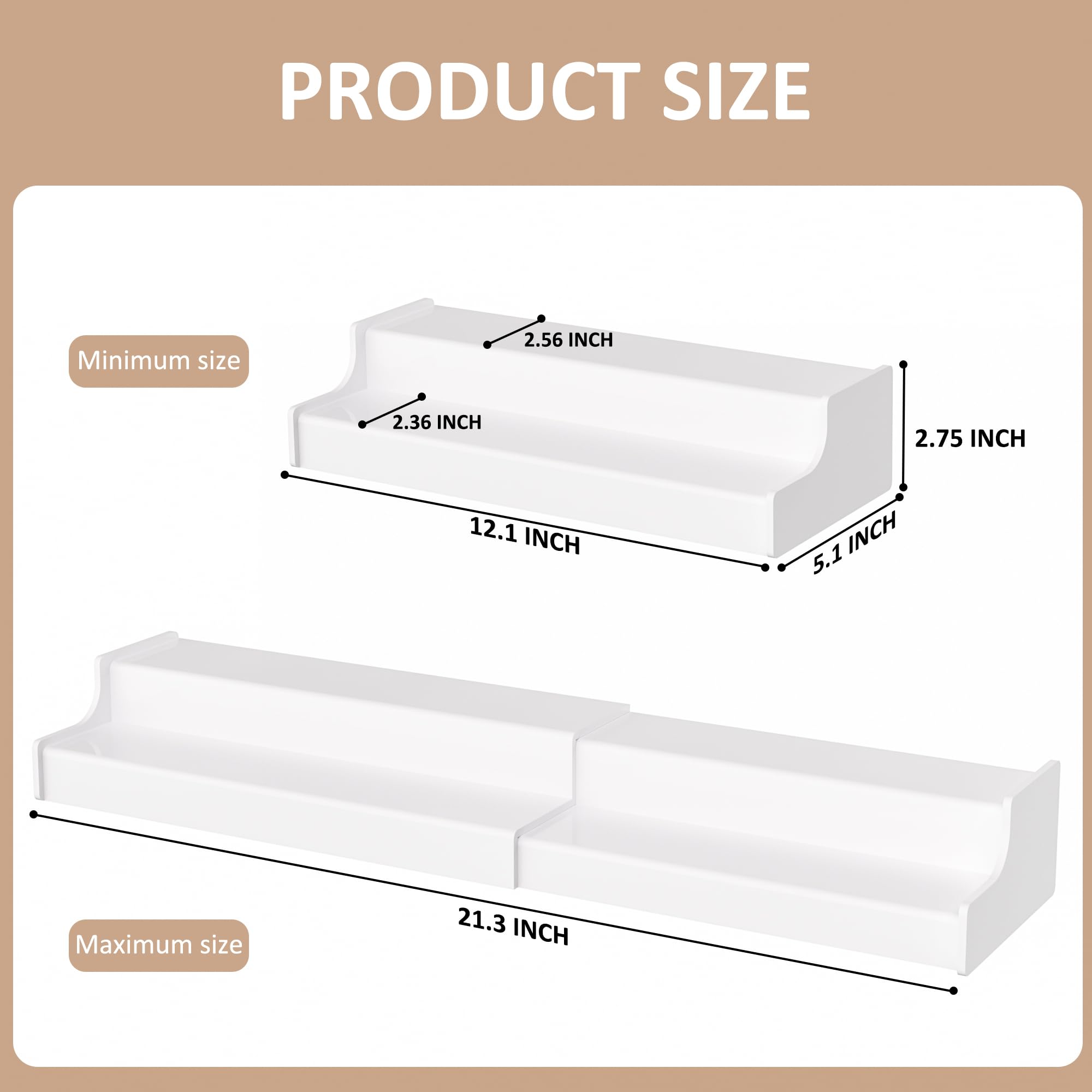 Sezanrpt expandable spice rack in wide adjustable setup fits varying cabinet widths.