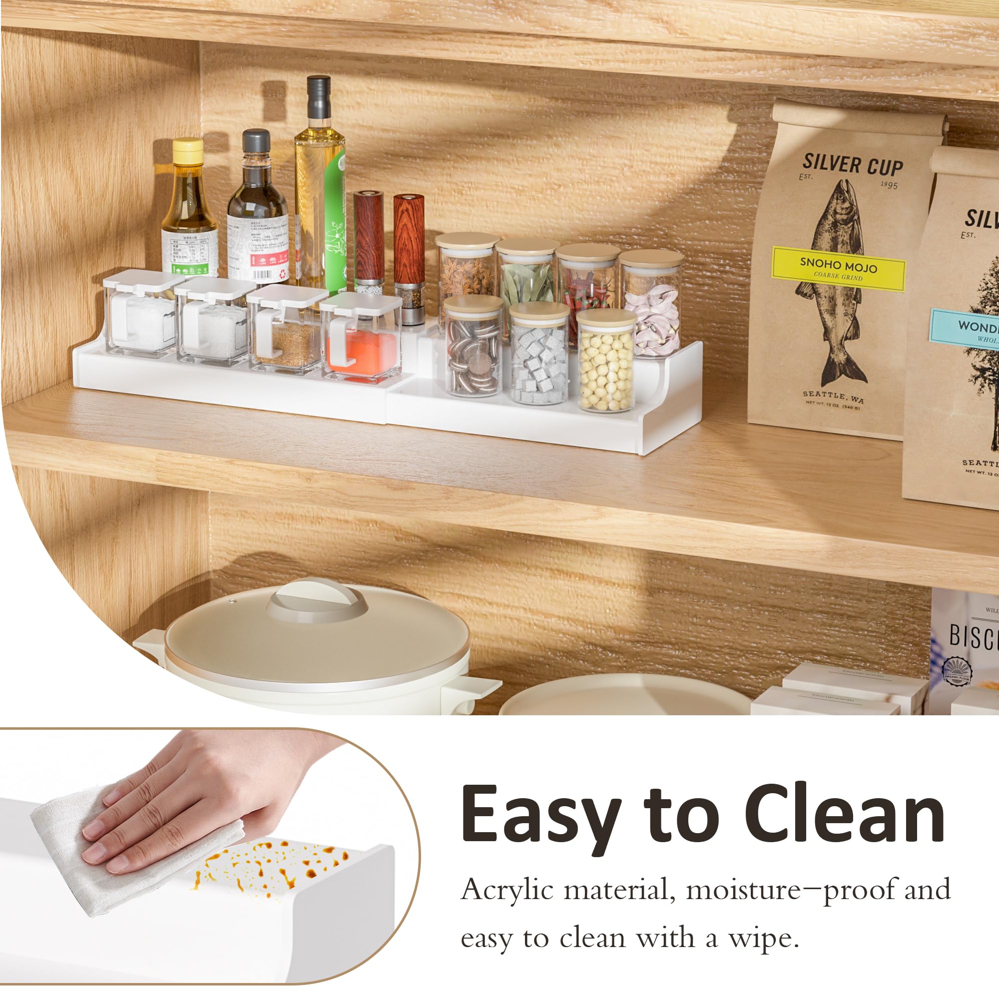 Sezanrpt spice rack used for cosmetics storage in a bathroom or dressing area.