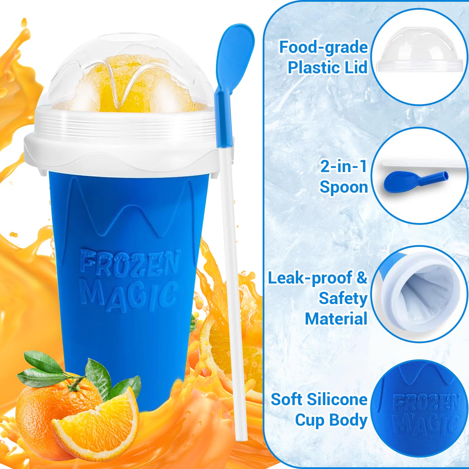 Sezau slushie cup with leak-proof EVA inner bag for mess-free use