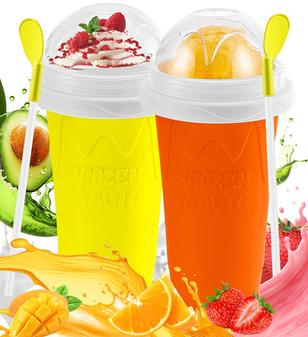 Sezau slushie cup two-pack with lid and straw for easy on-the-go treats