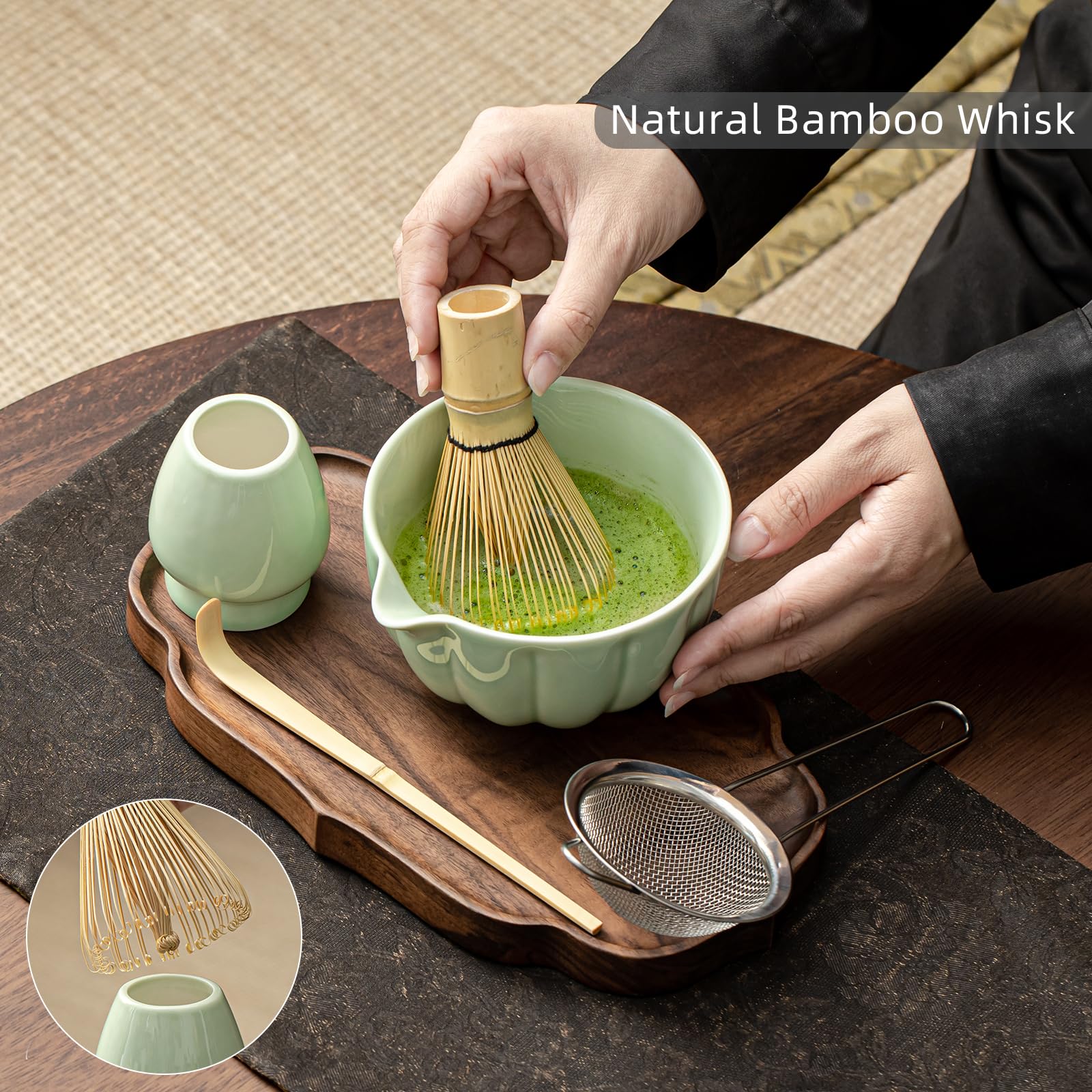SFTXEY bamboo spoon ideal for scooping matcha powder