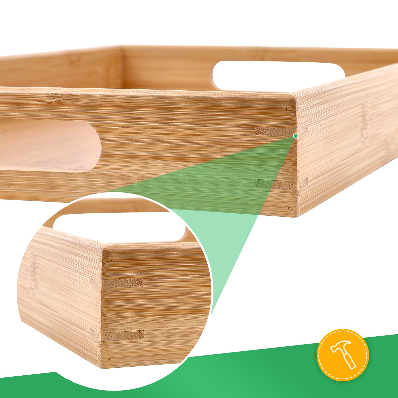 Sgigiul small bamboo tray with handles for compact snacking