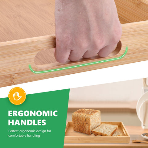 Sgigiul bamboo serving tray on coffee table for snacks