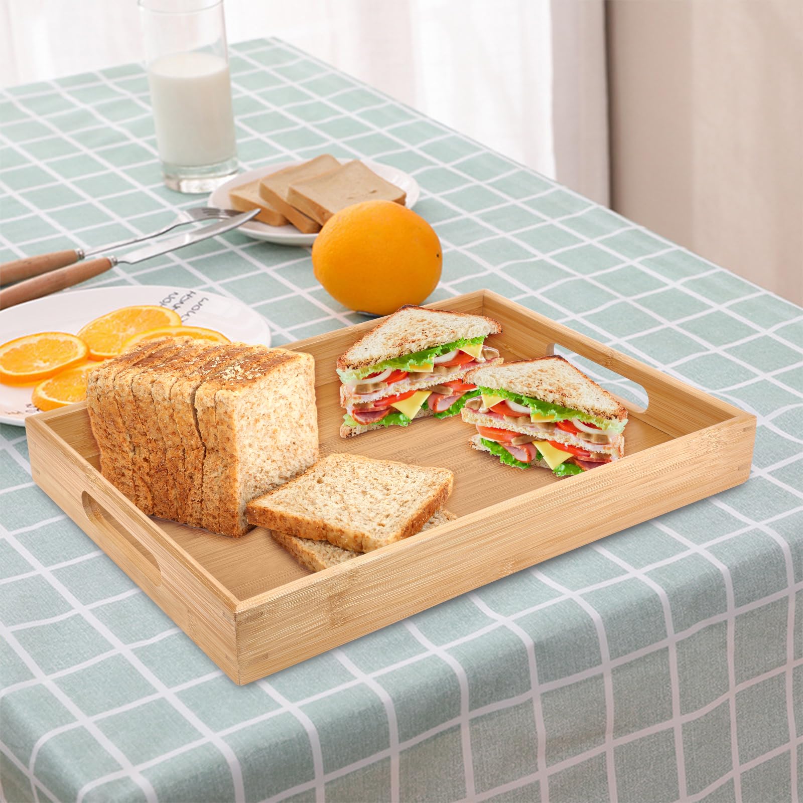 Sgigiul bamboo tray cleans quickly with a wipe
