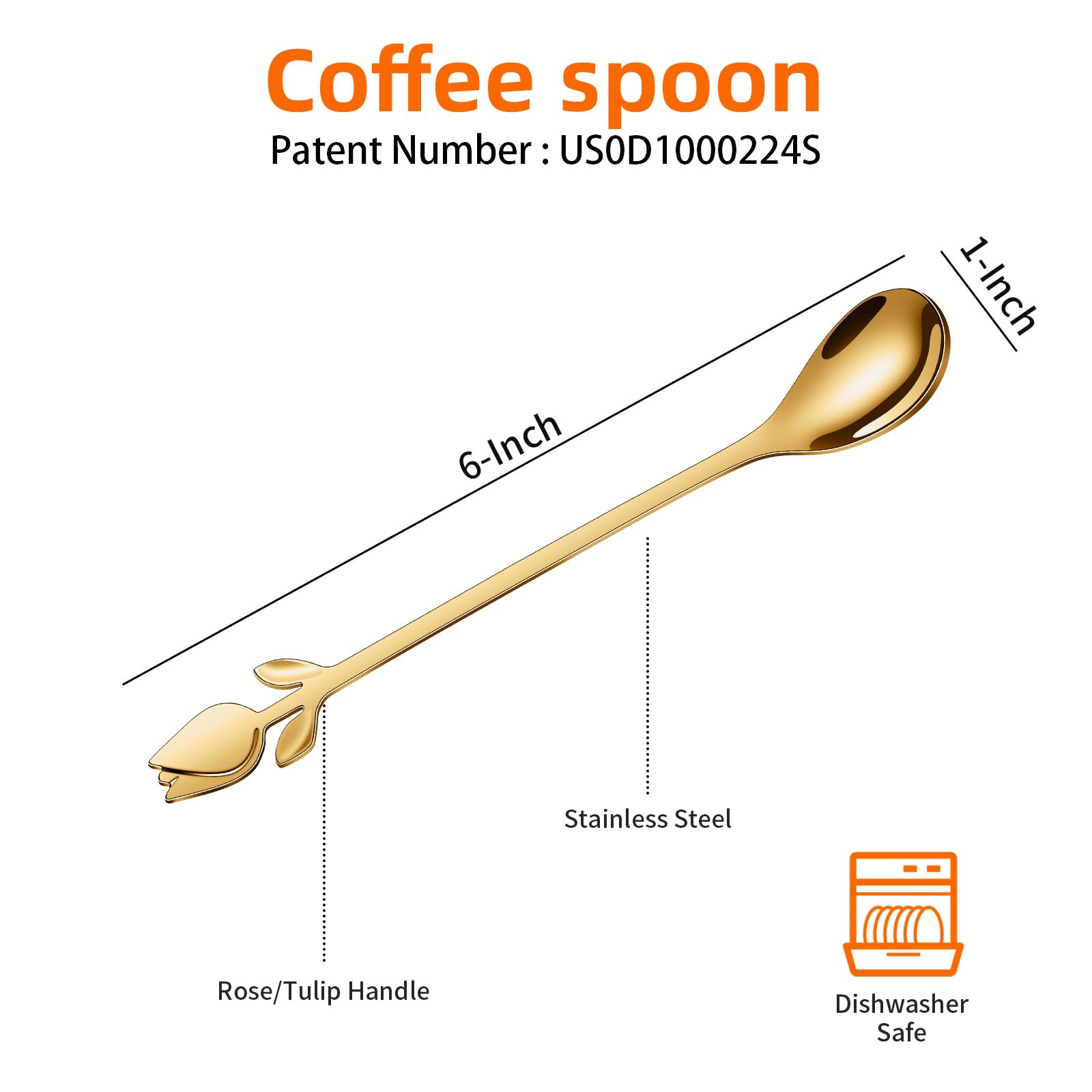 SGVRPVZ gold rose-handle spoon adds charm to tea and desserts.