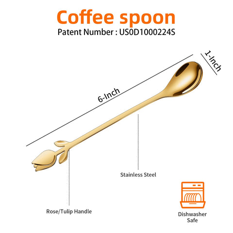 SGVRPVZ gold rose-handle spoon adds charm to tea and desserts.