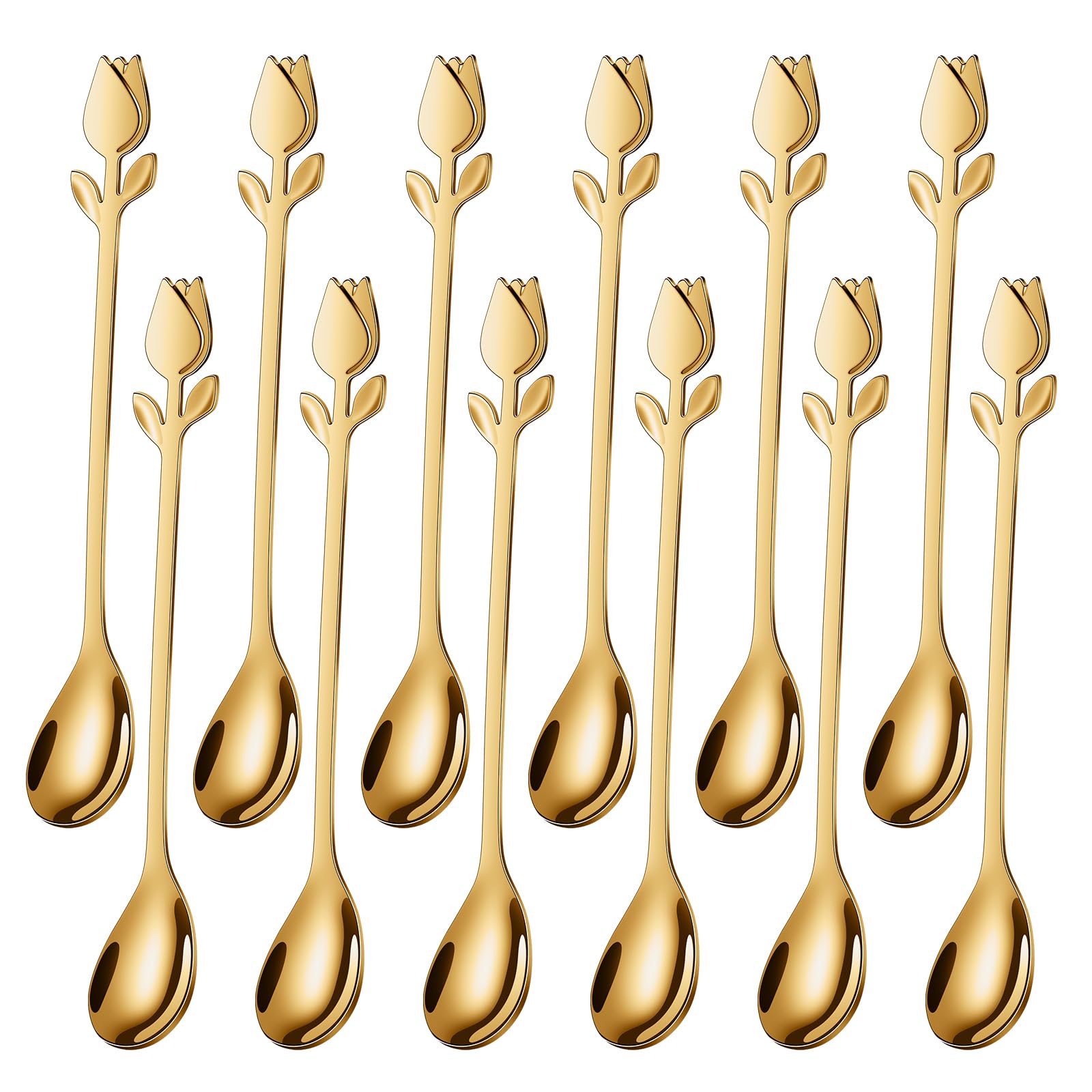 SGVRPVZ gold tulip-handle mini spoon, perfect for elegant demitasse stirring.