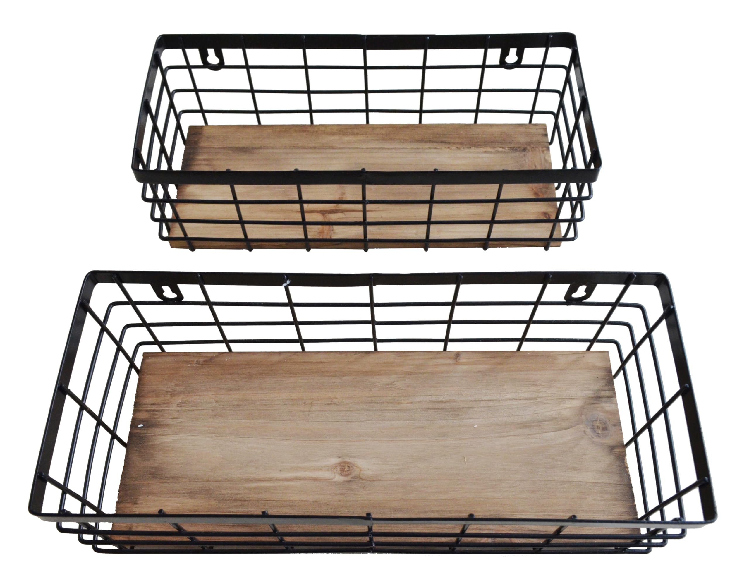 ShabbyDecor small metal wire basket with wood base ideal for cosmetic bottles and counter clutter