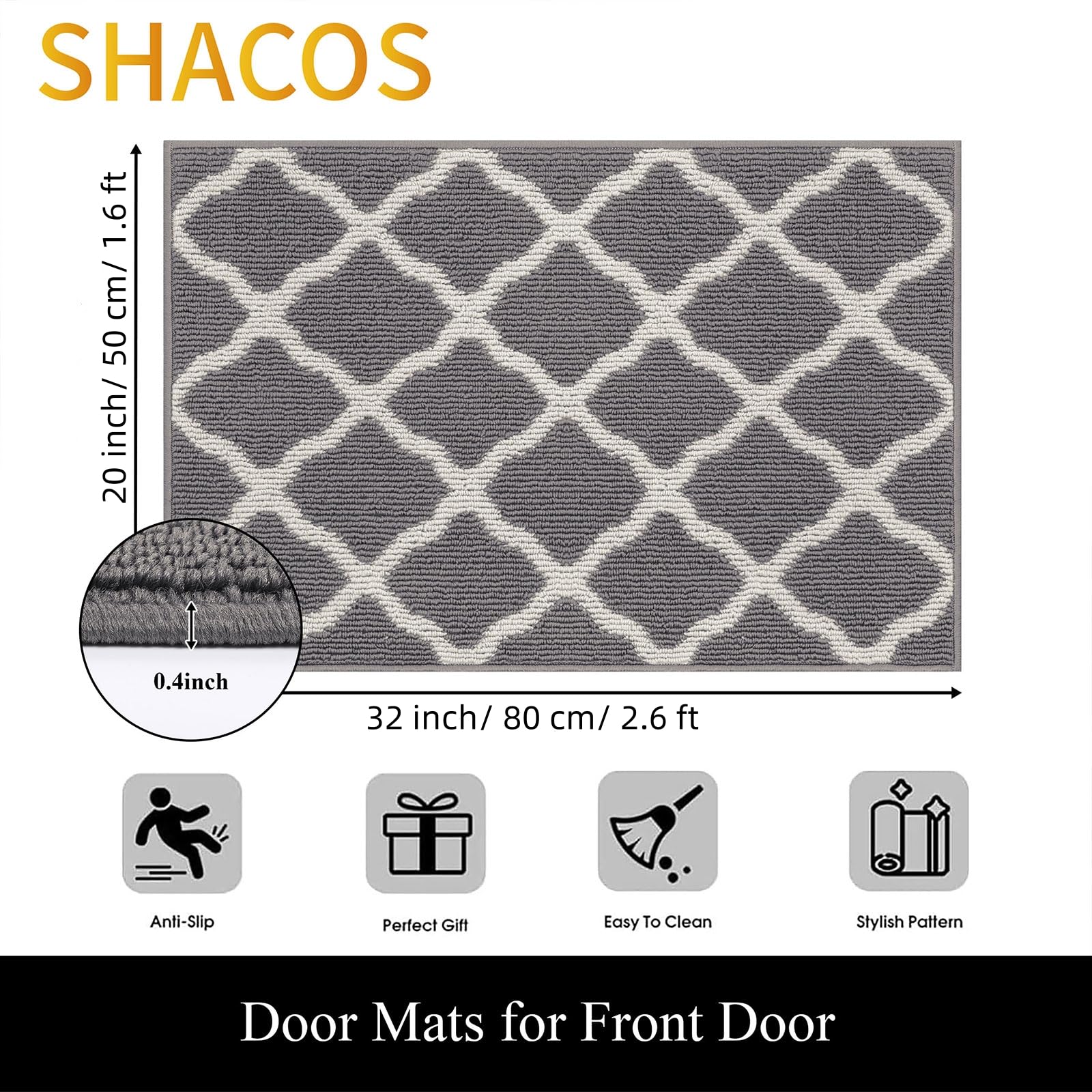SHACOS door mats water-absorbent surface soaks moisture from footwear.