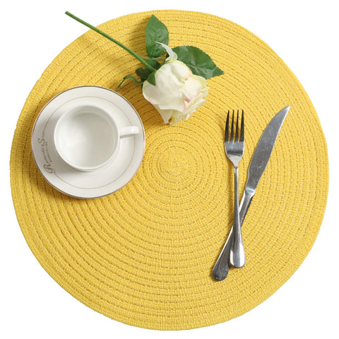 SHACOS yellow placemats fit round, rectangular, and oval tables for versatile decor.