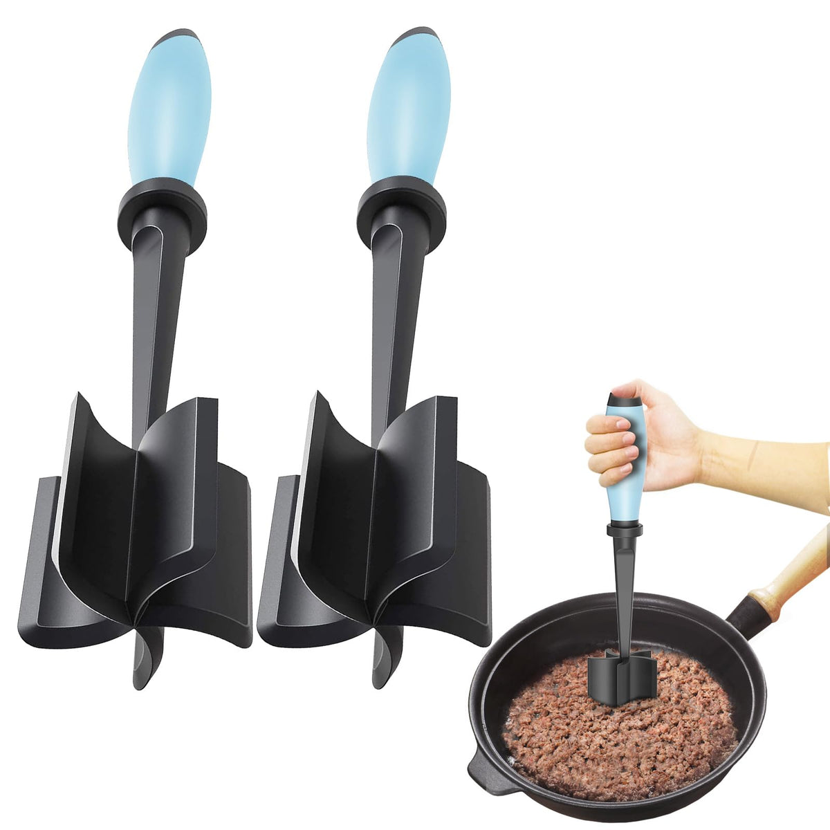 Shadowgallery Meat Chopper Aqua front view with 5 blades for quick chopping