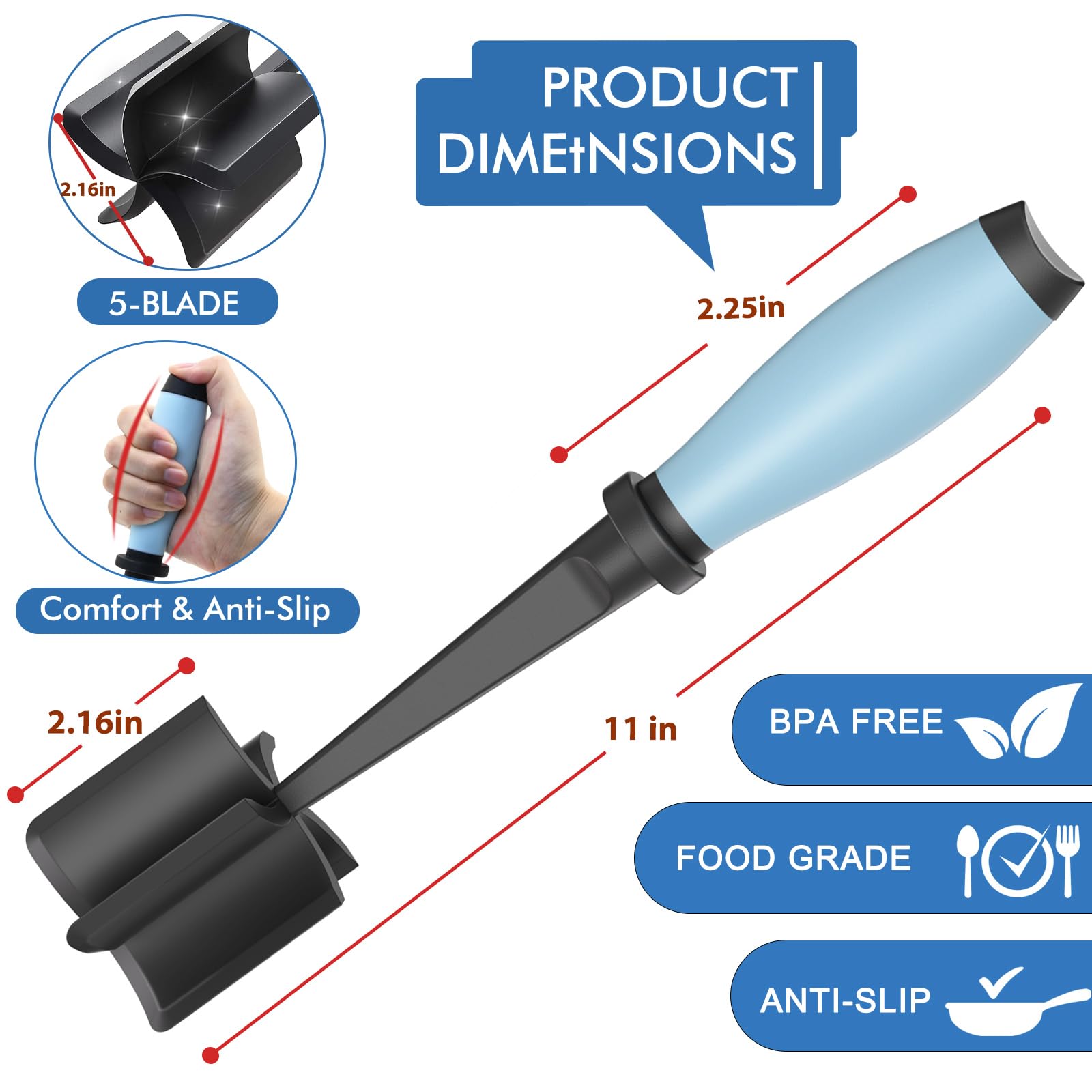 Shadowgallery Meat Chopper Aqua gift-pack ready option for family cooking enthusiasts