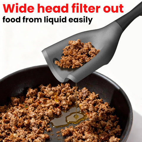 Shadowgallery Meat Chopper Spatula with perforated drain holes for quick grease separation.