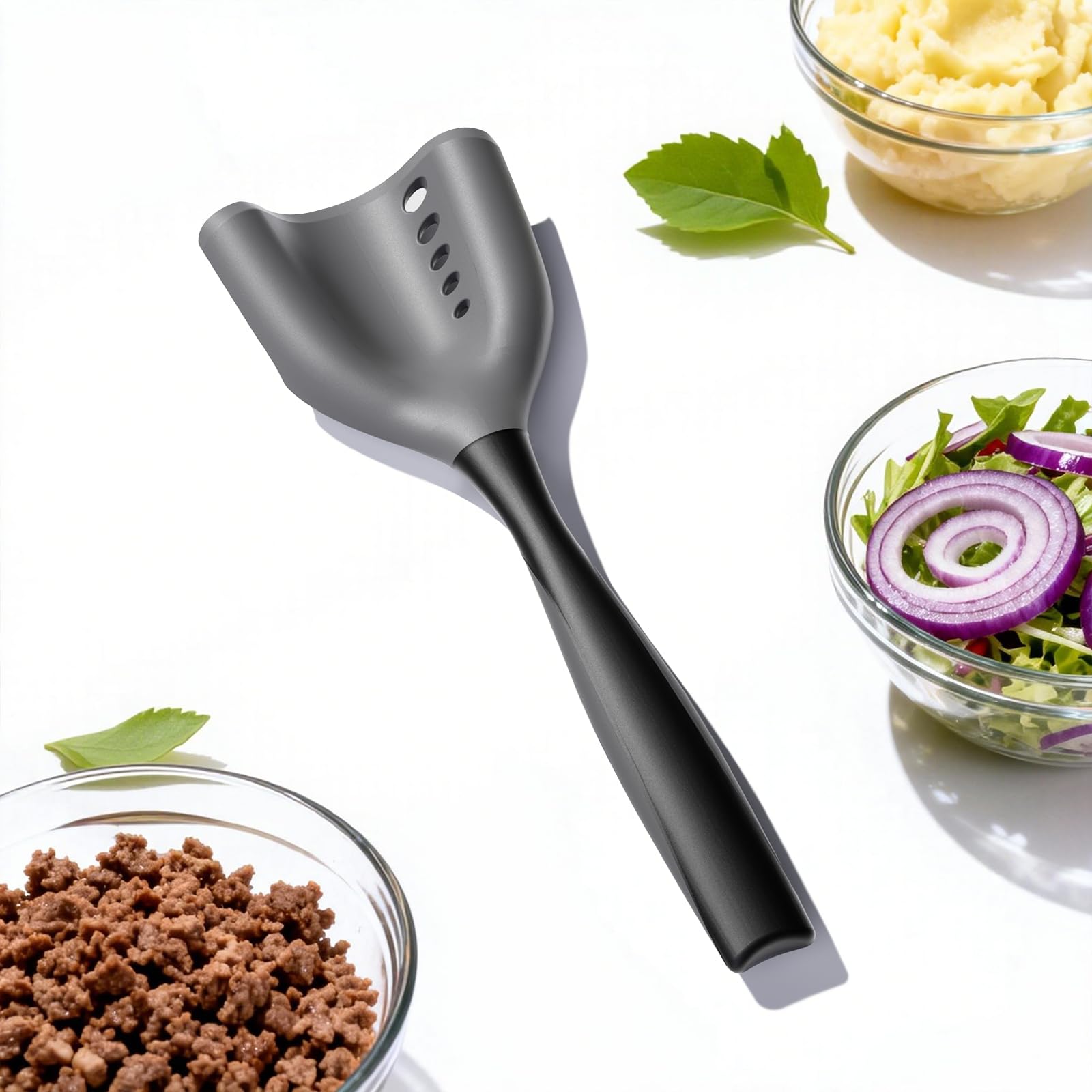 Shadowgallery Meat Chopper Spatula ergonomic handle offers comfortable, secure grip.