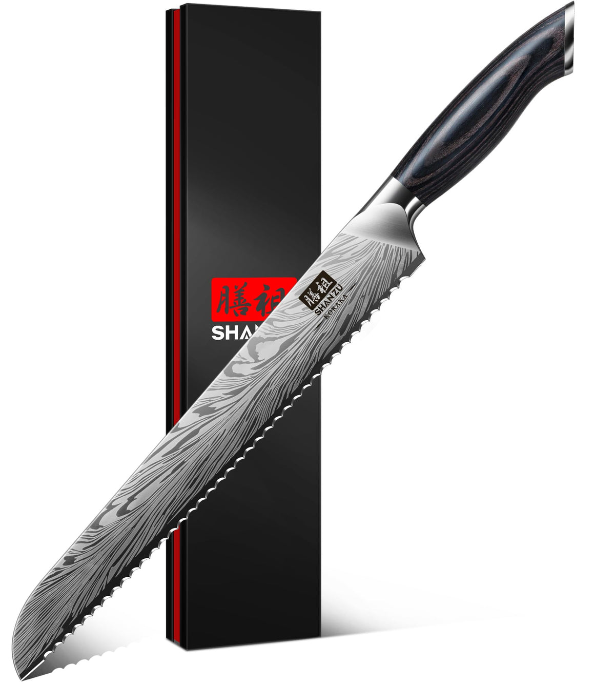SHAN ZU 10-inch bread knife serrated for precise, even crusty bread slices.