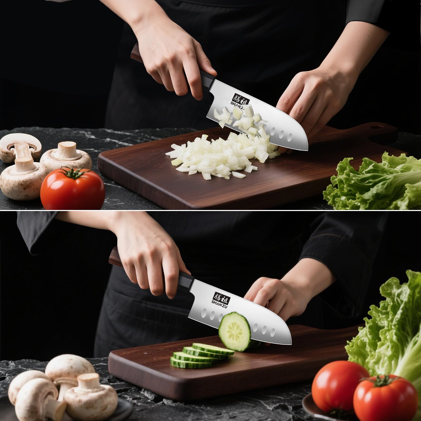 SHAN ZU 12-degree edge geometry optimizes sharpness for fine knife work