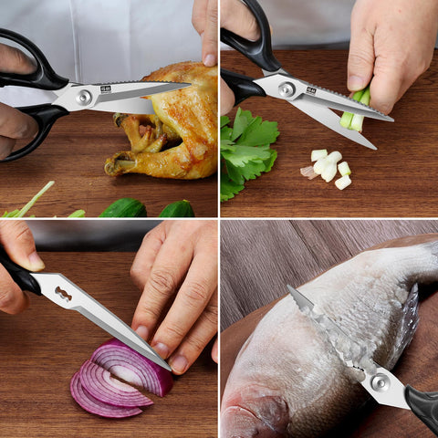 SHAN ZU 8.4-inch shears dishwasher safe for quick cleanup.