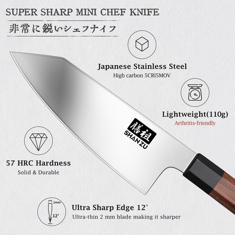 SHAN ZU 6-inch knife handle red sandalwood emphasizes ergonomic grip for comfortable cutting
