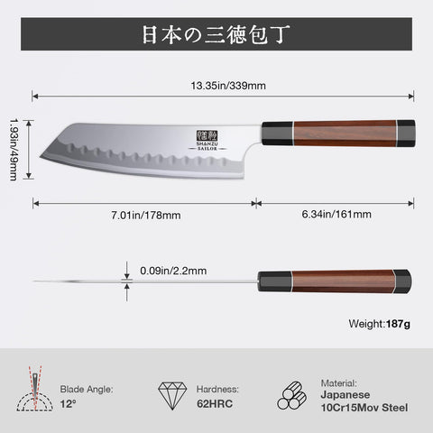 Ergonomic design of SHAN ZU knife supports easy, clean prep tasks.
