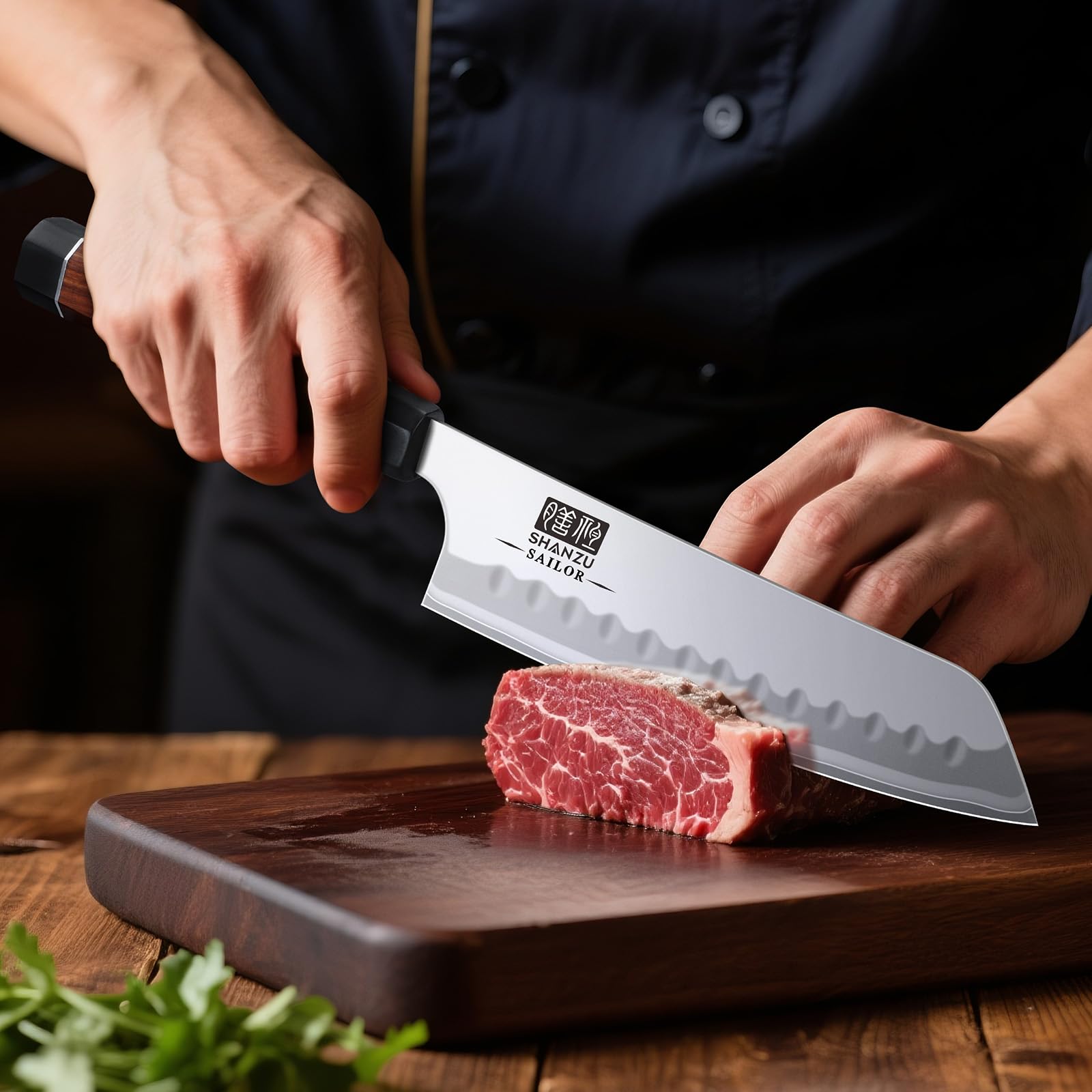 Premium gift box packaging for SHAN ZU 7-Inch Santoku knife.