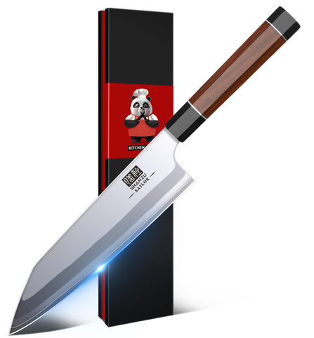 SHAN ZU 8-Inch chef knife with 9-layer blade for durability and stability