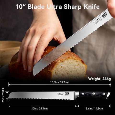 SHAN ZU bread knife ergonomic wooden handle for comfortable cutting