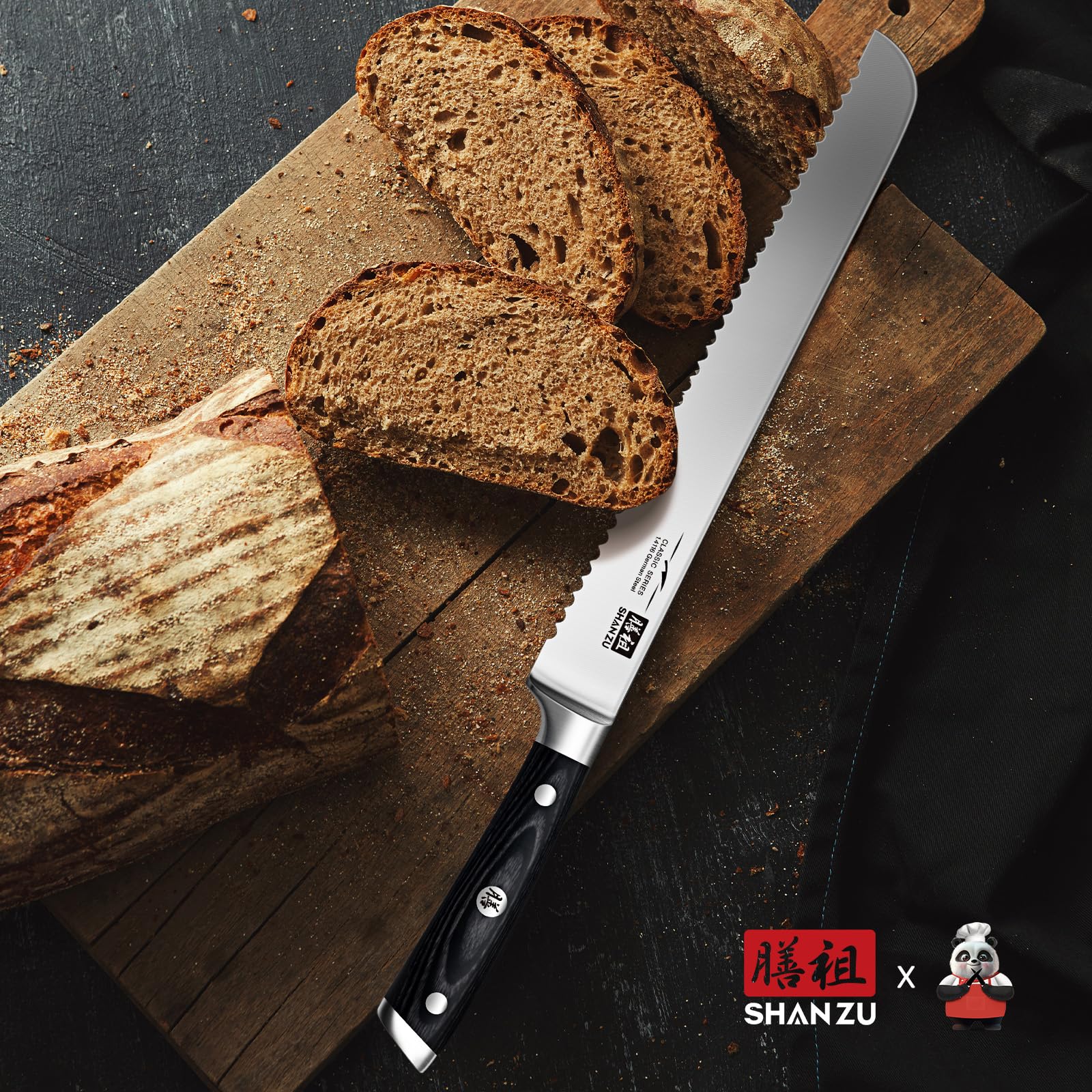 SHAN ZU bread slicing in action for crusty loaves and pastries