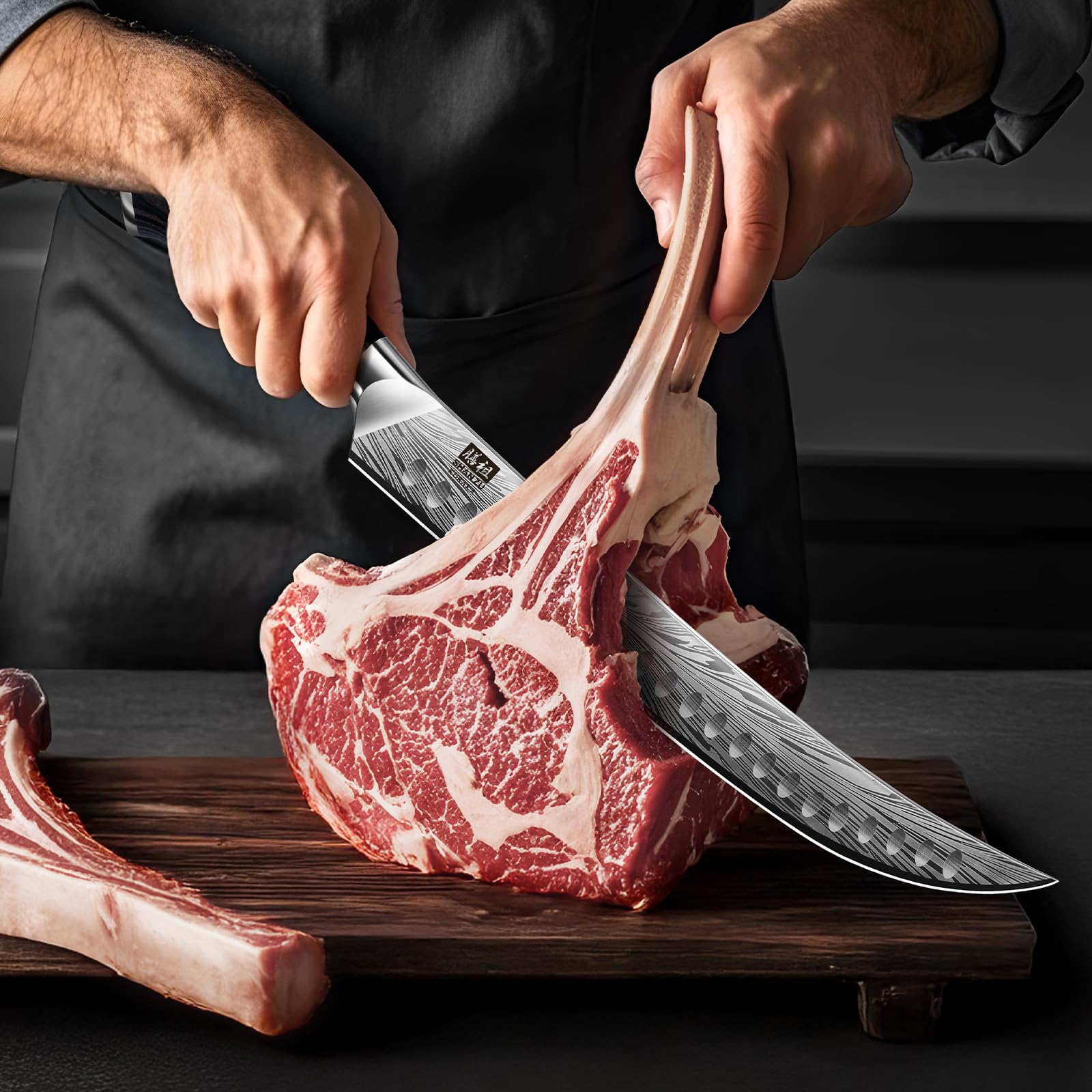 SHAN ZU full-length knife positioned for versatile carving and breaking down meat.