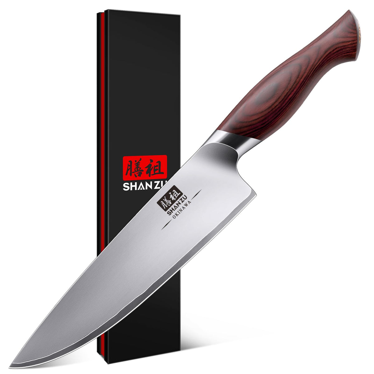 SHAN ZU 8-inch chef knife blade close-up for precise slicing