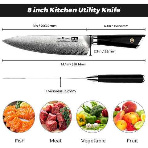 SHAN ZU knife core and layers offer corrosion resistance and lasting edge.
