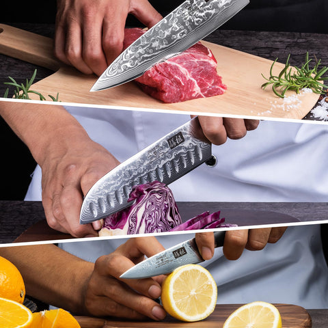 SHAN ZU Damascus knife ergonomic grip supports balanced cutting.