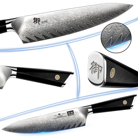 SHAN ZU Damascus knife in gift box, ideal for gifting.