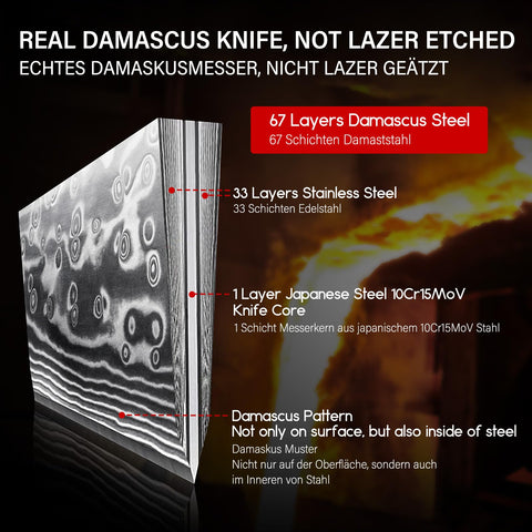 SHAN ZU Damascus knife polished pattern enhances blade aesthetics.