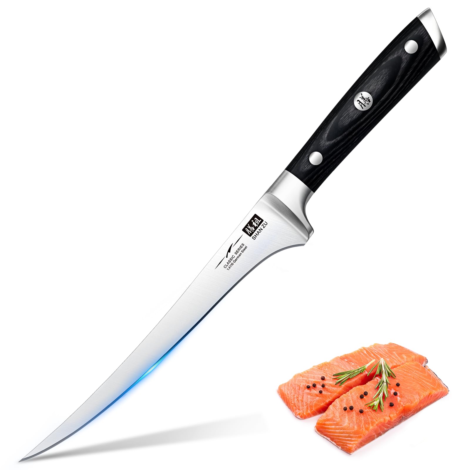 SHAN ZU fillet knife 7-inch blade for precise fish filleting.