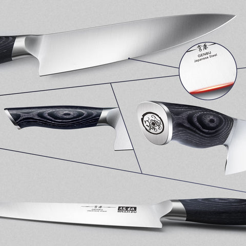 SHAN ZU Genbu ergonomic K133 handles offer comfortable control during prep.