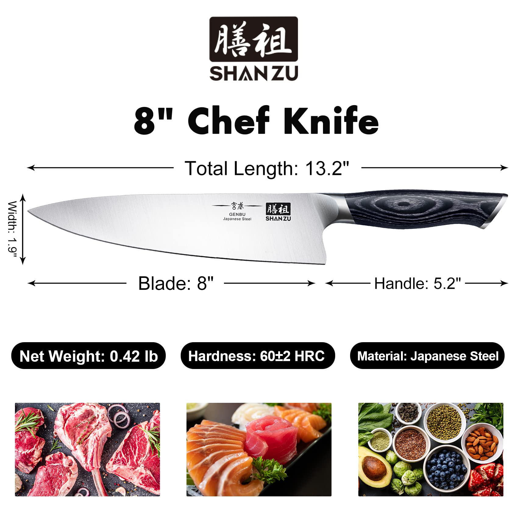 SHAN ZU Genbu-series handle in hand, showcasing balanced grip for comfortable prep.