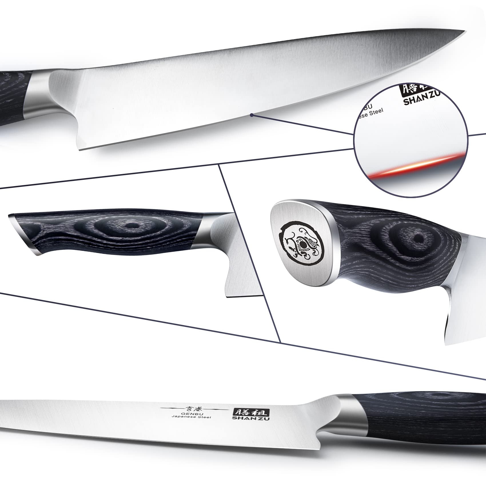 SHAN ZU 8-inch chef knife ready to support precise mincing and dicing.