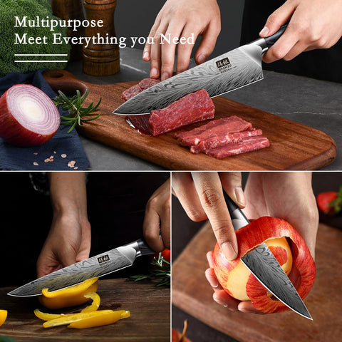SHAN ZU laser-engraved pattern blade adds professional kitchen aesthetics.
