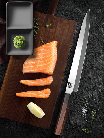 SHAN ZU sushi knife sashimi slicing in action for sushi prep