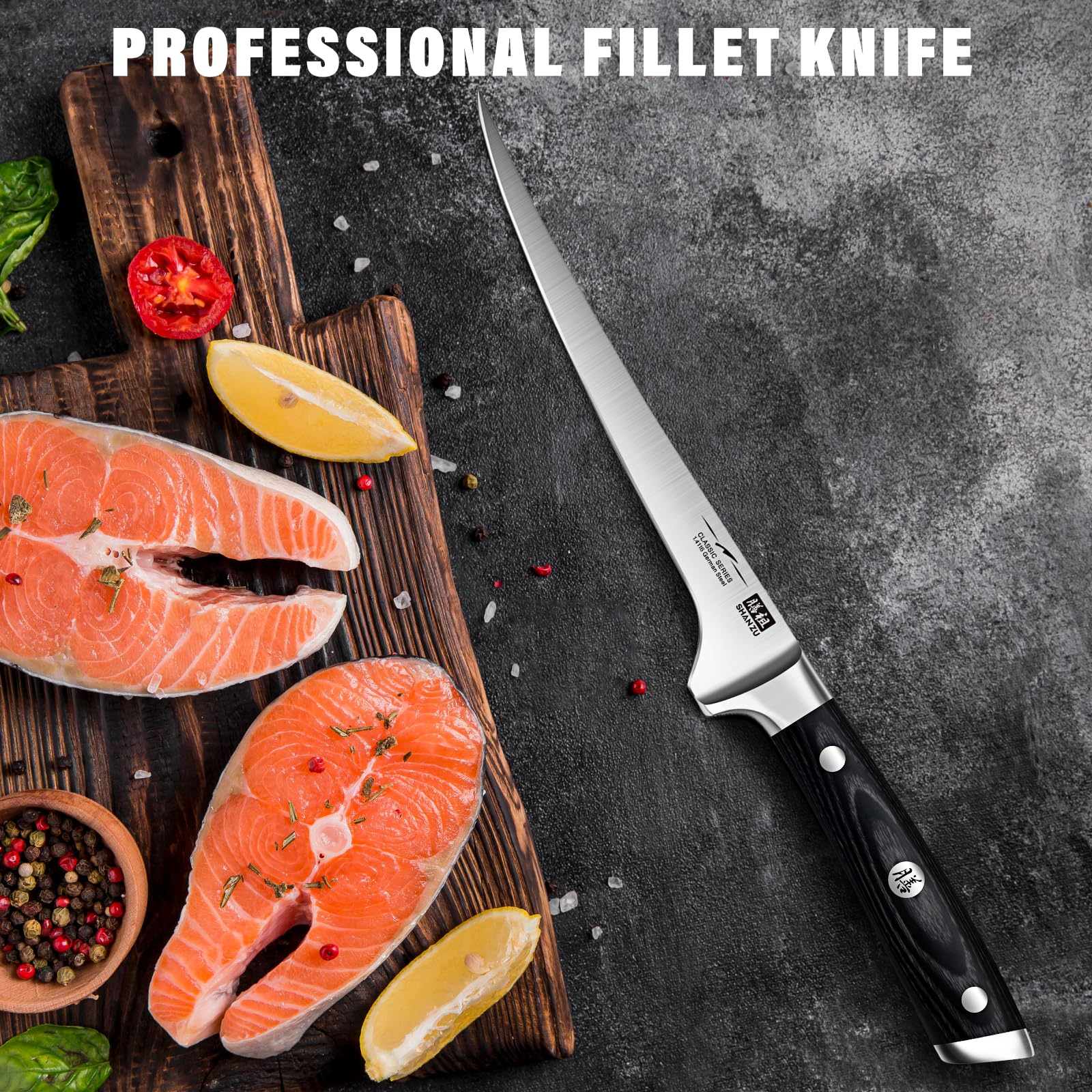 SHAN ZU ultra-thin double-edged blade glides through filleting.