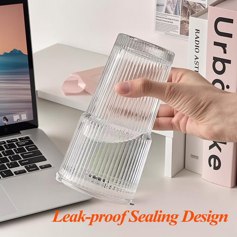 SHANDERBAR stackable ribbed glasses save space during entertaining.