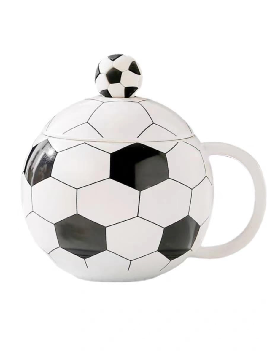SHANHUI soccer mug with lid and spoon for hot drinks
