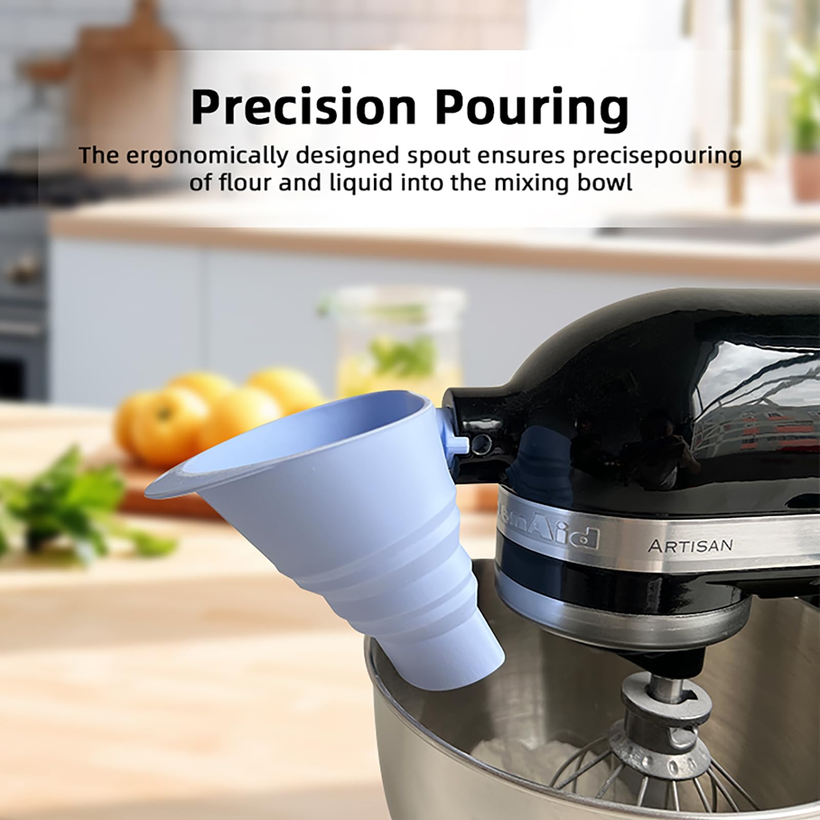 SHANPIN flour funnel stand mixer compatibility fits KSM150 bowls securely